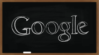 Illio of "Google" written on a black chalk board