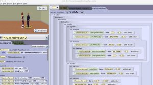 Screen grab of a student's code creating animated dancers