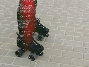 Roller skates and funky leggings