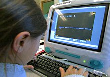 Girl working on the computer.