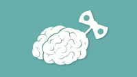 Illustration of a wind-up brain