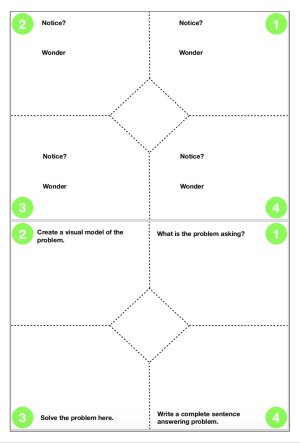 Notice wonder quadrant page example.