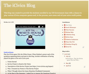 Screenshot of iCivics blog