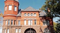 photograph of a brick front-of-school facade