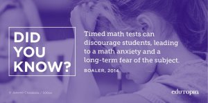 Timed math tests can discourage students, leading to math anxiety and a long-term fear of the subject.