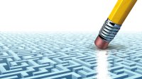 An illustration of a pencil is erasing part of a maze.