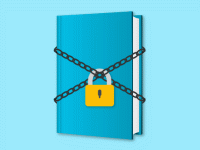 illustration of a book with a lock and chains around it