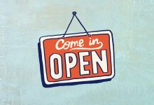 Illustration of a shop Open sign