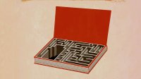 Illustration of maze inside of book