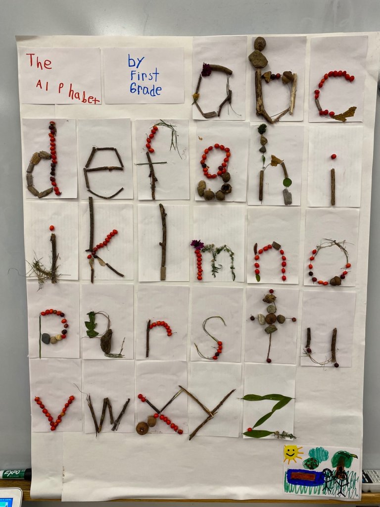 Alphabet poster made from natural materials