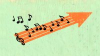 Illustration of arrow with musical notes