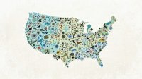Illustration of United States map covered in doodles