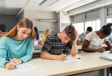 Photo of high school students taking a test