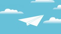 Illustration of paper airplane flying through a blue sky with clouds