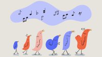 Illustration of birds singing
