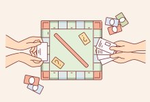 Illustration of two hands playing a board game