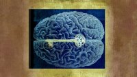 Illustration of brain and key