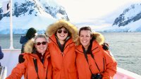 Photo of 3 women in the Antartic