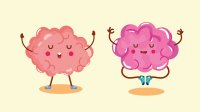 Illustration of two brains exercising