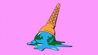 Illustration of melting earth ice cream cone