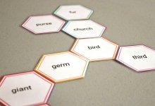 Hexagon-shaped word cards
