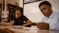 Two students in math class