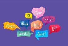 Illustration of speech bubbles with different languages