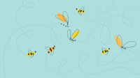 Illustration of bees flying around