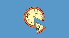 Illustration of a clock with a slice taken out of it