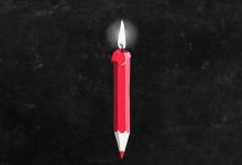 Illustration of red pencil on fire