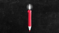 Illustration of red pencil on fire