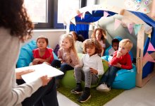 photo of teacher reading to to pre-k students