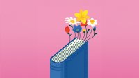Illustration of flowers coming out of a book