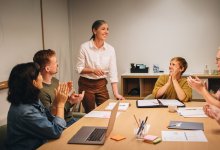 Person leading a meeting