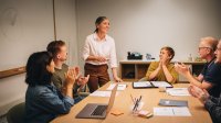 Person leading a meeting