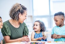 Teacher working with young children