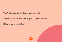 An illustrated version of the question asking about reading whole-class novels.