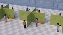 illustration of students isolated from each other by large tech walls, representing some risks of technology in education