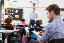 Photo of teacher being observed teaching middle school class