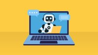 Illustration of AI robot on a laptop screen