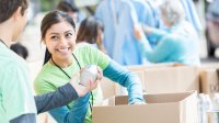 Volunteers at a food bank