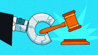 Illustration of robo arm using a gavel