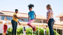 Photo of middle school students jumping rope at recess