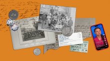 collage of historic primary sources and one modern speech video