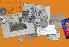 collage of historic primary sources and one modern speech video