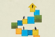 Illustration of people climbing steps