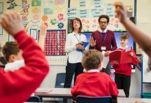 Photo of two teachers leading a classroom