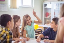 Photo of elementary school students working in a group