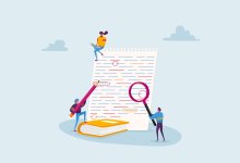 Illustration of people making edits