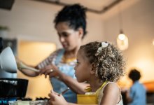 Photo of mother cooking with daughter at home